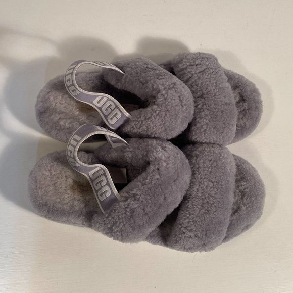 Ugg (1107953) Oh Yeah Gray Sheepskin Slipper Sandals Women Size 7 - Picture 5 of 8